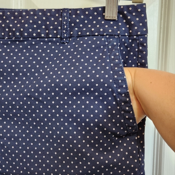 Talbots the weekend chino navy blue grey polka dot women's pants size 12P - Picture 4 of 9